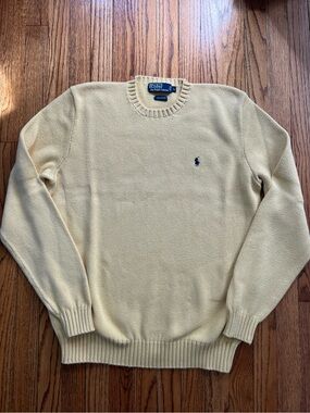 Polo Ralph Lauren Men’s Sz. L Yellow Cotton Knit Crewneck Pony Logo Sweater